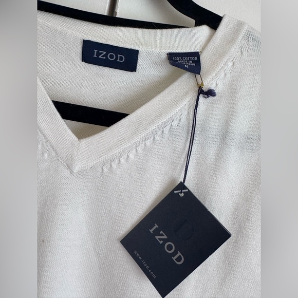 NWT | IZOD | White Cotton Sweater Vest | Preppy Classic | Size M - Picture 3 of 3